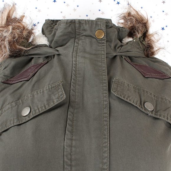Fur Lined Faux Fur Hooded Utility Military Jacket - Picture 5 of 9